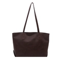 Bolso tote minimalista de cuero sintético marrón oscuro con correas largas para mujer - café