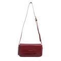 Borsa a tracolla in pelle verniciata rosso scuro con dettagli dorati e patta frontale - Rosso