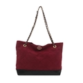 Vintage gewatteerde bordeauxrode suède draagtas met gouden ketting schouderriem - Rood