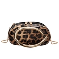Moderne Leopard-Box-Tasche mit großem goldenem Oval-Griff und Kettenriemen auf weißem Grund - Braun