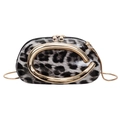 Glänzende Umhängetasche mit Leopardenmuster, Metallkette und goldener Schnalle - Schwarz