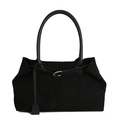 Bolso tote negro mate con hebilla dorada y correas largas para un estilo retro chic - Negro mate
