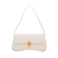 Elegante borsa a tracolla beige in pelle testurizzata con chiusura girevole in metallo oro - Bianco