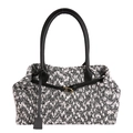 Bolso tote retro de tweed en blanco y negro con asas de cuero y hebilla dorada - Tweed Negro