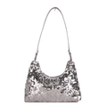 Silberne Pailletten-Halbmondtasche für Damen mit minimalistischem, glitzerndem Design - Silber