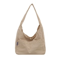Minimalist beige shoulder tote bag with soft texture and fashion label on white background - No Pendant / Khaki