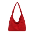 Red large capacity nylon shoulder bag with a fashion tag for daily commuting - No Pendant / Red