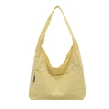 Minimalist light yellow canvas tote bag with large front pocket and shoulder strap - No Pendant / Yellow