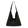 Minimalistische schwarze gewebte Hobo-Schultertasche mit einer einzigartigen Silhouette - Schwarz