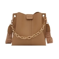Secchiello marrone in trama litchi con goffratura Fashion e due tracolle eleganti - Cachi
