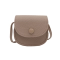 Minimalist grey-brown mini square crossbody bag with lychee texture and flap closure - Khaki