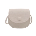 Minimalist white litchi pattern leather crossbody square bag with a single round button - White