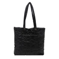 Bolso tote acolchado negro de gran capacidad con correas al hombro y estilo moderno - Negro