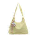 Sac à bandoulière hobo minimaliste jaune clair avec sangle réglable et charme peluche - Avec Ornement / Jaune