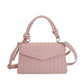 Pink woven crossbody bag with top handle and magnetic flap closure in synthetic leather - Pink