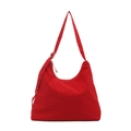 Sac bandoulière en toile rouge pour femme avec boucles métalliques et grande capacité - Sans pendentif / Rouge