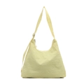 Sac hobo en toile jaune pâle avec bandoulière réglable et texture en nylon plissé - Sans pendentif / Jaune