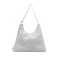 Sac bandoulière minimaliste en nylon blanc en forme de croissant avec sangle réglable - Sans pendentif / Blanc