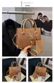Khaki crossbody bag with crocodile texture, S-shaped charm and matching card holder - Khaki