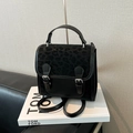 Fashionable black leather backpack with leopard print flap and silver buckle accent - Black without Pendant