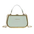 Mint green fashion handbag with gold trim and chain shoulder strap for women - Green