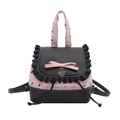 Mochila rosa y negra estilo ballet con lazo, volantes y colgante de corazón - Rosa
