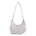 Bolso hobo de media luna gris plateado en cuero sintético granulado con acabado metálico - Plateado