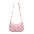 Borsa sottobraccio in tela rosa da donna con graziosi motivi di fragole e rose - Rosa