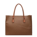 Brown vintage monogram tote bag with large capacity and stylish handles on white background - Brown