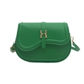 Bolso bandolera chic de cuero verde con hebilla H dorada y correa ajustable - Verde
