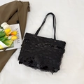 Sparkly black sequin tote bag for women featuring dual handles in a minimalist setting - Black without Pendant