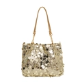 Gouden pailletten schoudertas voor dames met kettingriem en metallic glans op witte basis - Goud