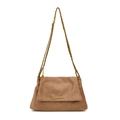 Schicke braune Wildleder-Tragetasche mit Goldkette und elegantem Metallverschluss - Khaki