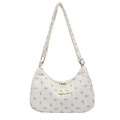Floral corduroy crescent crossbody bag with adjustable strap and double zippers - Purple Small Floral