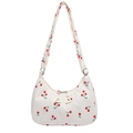 Borsa sottobraccio in velluto a coste bianco con ciliegie rosse e tracolla regolabile - Stile Ciliegia