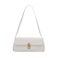 Bolso de hombro blanco crema minimalista con textura lichi y hebilla dorada - Blanco