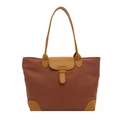 Grote bruine nylon draagtas met leren afwerking voor kantoorgebruik en casual reizen - Bruin