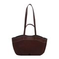 Borsa tote patchwork bordeaux con pelle liscia e dettagli di cuciture in camoscio - Marrone