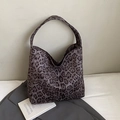 Bolso tote retro con estampado de leopardo y asa ancha para un estilo diario elegante - Gris