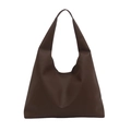 Minimalistische diepbruine leren shopper met kiezeltextuur en grote capaciteit voor woon-werkverkeer - Stijl 1 / Bruin