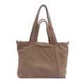 Brown corduroy tote bag with large front pocket for women stylish autumn commute - Khaki
