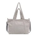 Hellgraue Cord-Tragetasche mit verstellbarem Riemen und Vordertasche in minimalistischem Design - Hellgrau