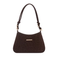 Vintage donkerbruine crossbodytas met luipaardprint en suède textuur en gesp - Bruin