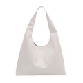 Borsa tote minimalista in morbida pelle grigio chiaro con tracolla larga per il lavoro - Stile 2 / Bianco