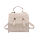 Sac à main beige minimaliste à carreaux avec motif d'ours et lettrage Aowitu - Style de base / Blanc