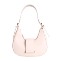 Chic hobo crescent bag in beige faux leather with adjustable strap for summer style - White