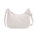 Minimalist white croissant shoulder bag in smooth PU leather with silver hardware - White