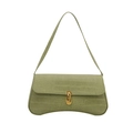French retro light green crocodile pattern underarm bag with gold lock and thin strap - Green