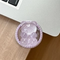 Detail of purple glitter bear phone socket with pearl border on metallic background - Magnetic Pearl Glitter Bear-Purple