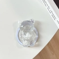 Dettaglio del supporto per telefono a forma di orso con glitter argento e fiocchi di neve - Magnetico - Orsetto Nuvola con Fiocco di Neve Glitter - Bianco